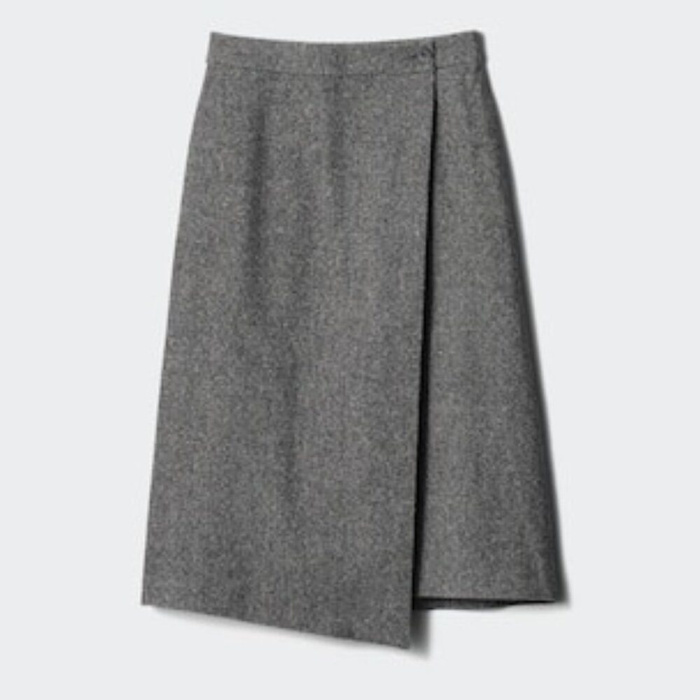 NWOT Uniqlo x JW Anderson Wool Blend Wrap Skirt in Dark Gray Tweed - Size XL